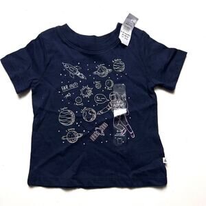 Baby Gap Navy Blue Kids Space Adventure Short Sleeve Crew Neck  T-Shirt Sz 6-12